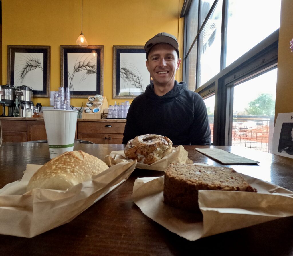 tourist visiting wild crumb in bozeman, montana